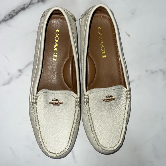 COACH Amber Pebble Grain Leather Chalk White Loafer Size 6B - Picture 4 of 13